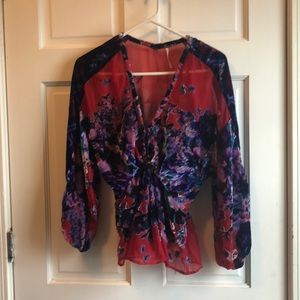 Free People Bonnie burnout velvet top, small